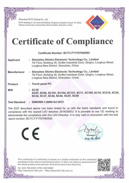 China Shenzhen Shinho Electronic Technology Co., Limited zertifizierungen